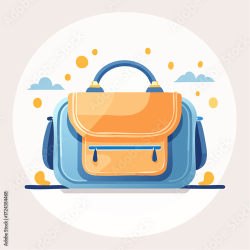 Blue and Orange Carry Bag on White Background