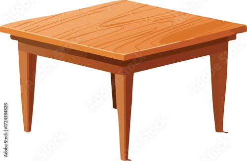 Simple Wooden Square Table Illustration of a Classic Coffee Table Design