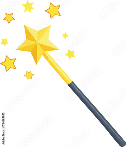 Golden Star Wand with Sparkling Yellow Stars for Magic and Wonder