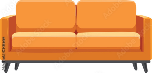 Modern Orange Loveseat Sofa with Sleek Design and Dark Legs for Contemporary Living Spaces