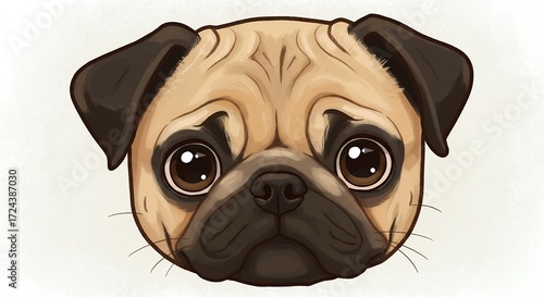Pug face portrait illustration