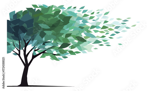 Windswept tree illustration