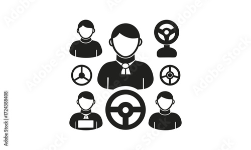 Businessman with Steering Wheel Icon