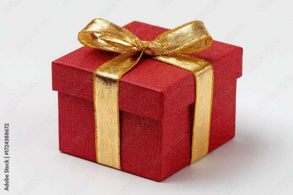 Fototapeta premium Red gift box with gold ribbon (9)
