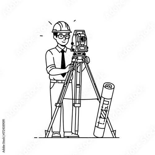 Surveyor with total station equipment