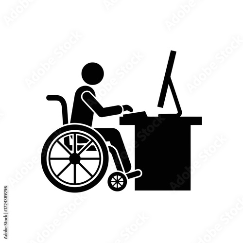 Person in wheelchair working on computer