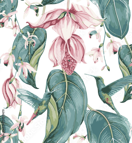 Classic Popular Flower Seamless pattern background - For easy making seamless pattern use it for filling any contours
