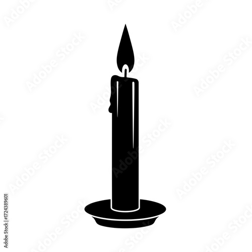 Black candle with flame