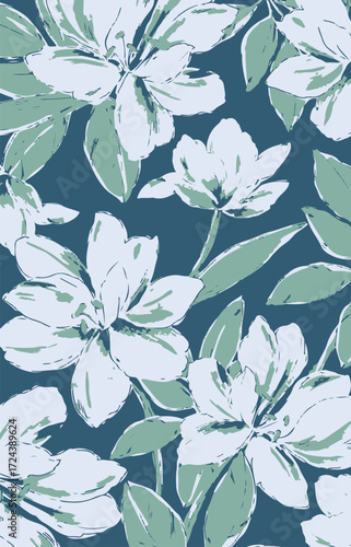 Classic Popular Flower Seamless pattern background - For easy making seamless pattern use it for filling any contours
