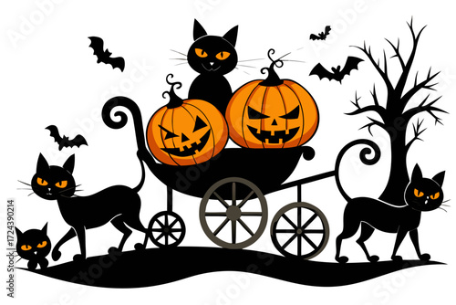 A mysterious haunted library illustration featuring enchanted books flying like bats in the moonlit night. Perfect for Halloween backgrounds, spooky party invitations, eerie posters, gothic fantasy ar