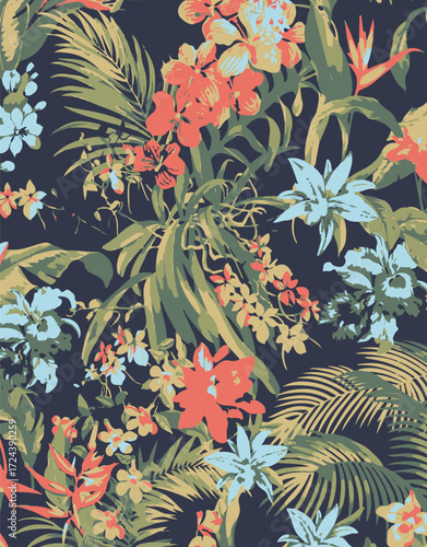 Classic Popular Flower Seamless pattern background - For easy making seamless pattern use it for filling any contours
