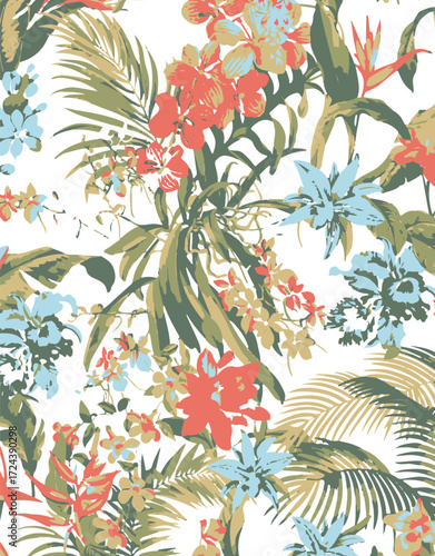 Classic Popular Flower Seamless pattern background - For easy making seamless pattern use it for filling any contours