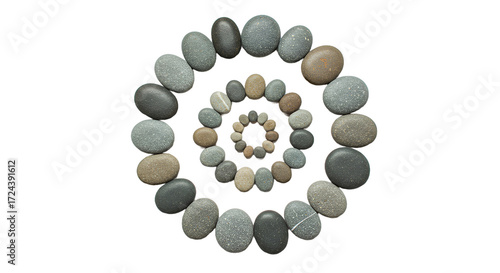 Canvas Print Concentric Circle of Polished Pebble Stones with Abstract Background