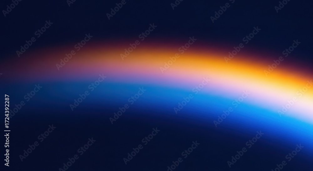 Fototapeta premium Abstract gradient arc of warm and cool colors on dark background spectrum warm colors