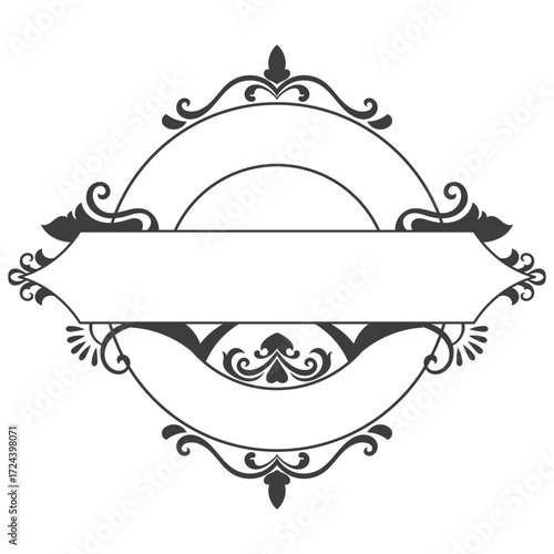 Black circle frame, book cover element, vintage pattern
