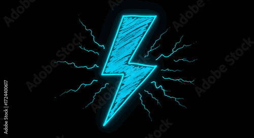Stylized blue lightning bolt icon with glowing neon effect on dark background