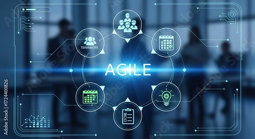 Agile Methodology Displayed on a Futuristic Interface