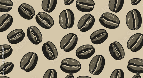 Seamless Coffee Bean Pattern for Backgrounds, Textiles, and Coffee-Related Designs