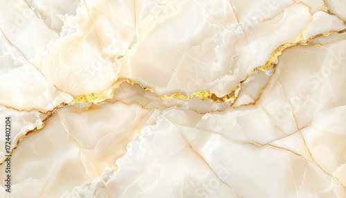 Luxurious Cream Marble Texture with Striking Golden Veins and Natural Patterns.