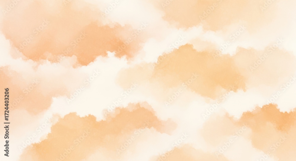 Obraz premium Soft orange and cream watercolor clouds abstract background image