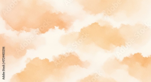 Soft orange and cream watercolor clouds abstract background image