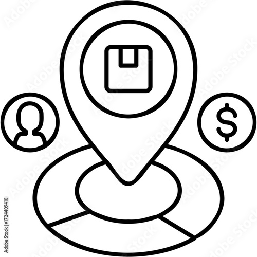 Line Art Market Positioning Icon