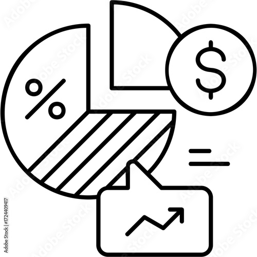 Line Art Market Penetration Icon