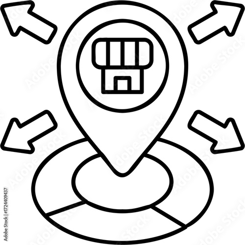 Line Art Market Expansion Icon