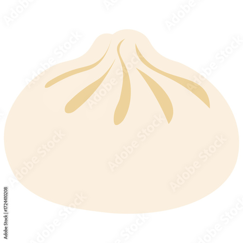 Soft steamed bun illustration, perfect for Asian food menu, dim sum poster, lunch, dinner, and street food concept design.
