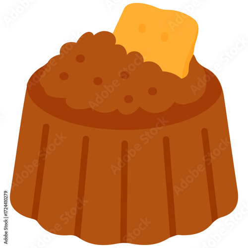 Muffin with crumb topping illustration, perfect for breakfast menu, bakery shop, sweet snack, and coffee shop design concept.
