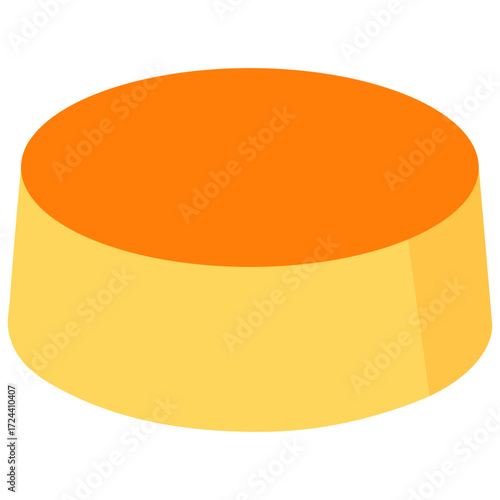 Creamy caramel flan pudding illustration, perfect for dessert menu, cafe poster, sweet treat, and restaurant design concept.
