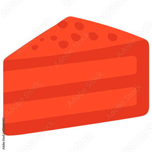 Red velvet cake slice illustration, perfect for dessert menu, bakery shop poster, sweet treat, and celebration cake design concept.
