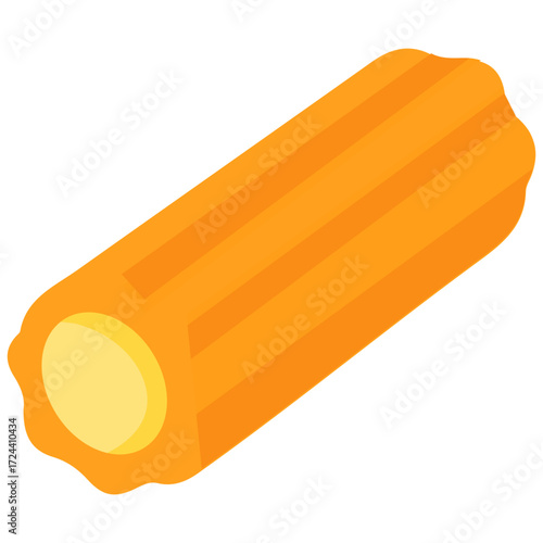 Sweet churro illustration with cream filling, perfect for dessert menu, carnival snack, sweet street food, and cafe design concept.
