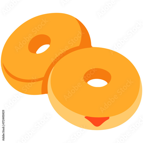 Pair of delicious donuts illustration, perfect for dessert menu, bakery design, breakfast treat, and sweet snack concept design.
