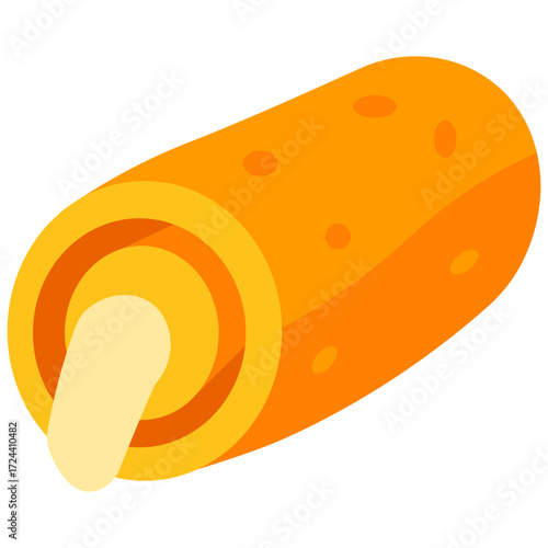Sweet swiss roll cake illustration with cream filling, perfect for dessert menu, bakery shop, tea time, and sweet treat concept design.
