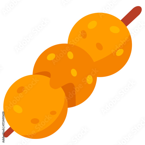 Fried skewered snacks illustration, crispy and golden, perfect for street food, party snack, and fast food concept designs.
