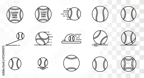 A collection of baseball icons in various positions and styles, displayed on a transparent background.