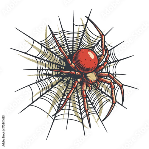 This striking vintage-style illustration depicts a coiled red snake with menacing fangs and a flickering tongue, embodying danger and ancient power.