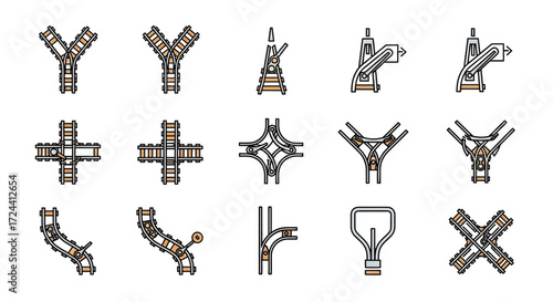 Collection of simplified road intersection and junction designs.