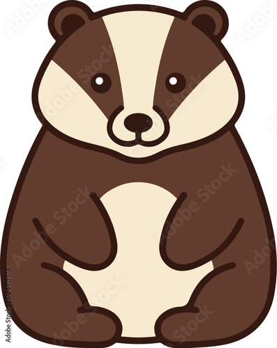 Cute Cartoon Badger Sitting Down.