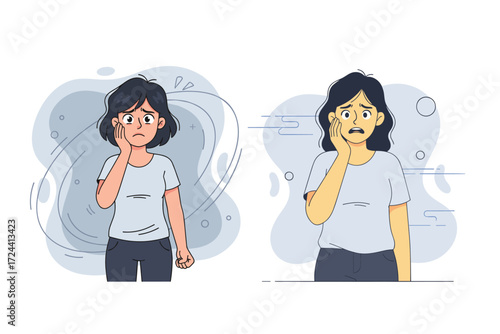 Aching Discomfort: This illustration captures the essence of a person's distress, the facial expressions speaks the discomfort. A visual representation of inner turmoil.