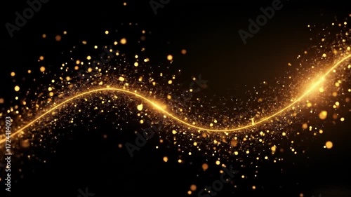 Wallpaper Mural Golden Sparkling Light Wave Flowing Across Dark Background in Slow Motion Torontodigital.ca