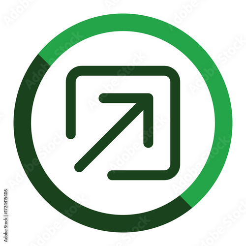 Green circle icon with an arrow pointing out of a square