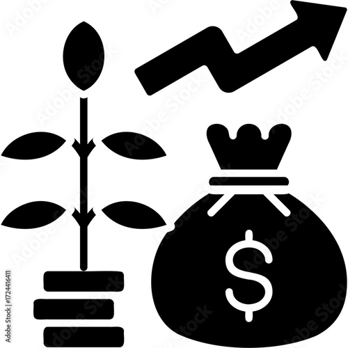 Solid Glyph Investment Icon