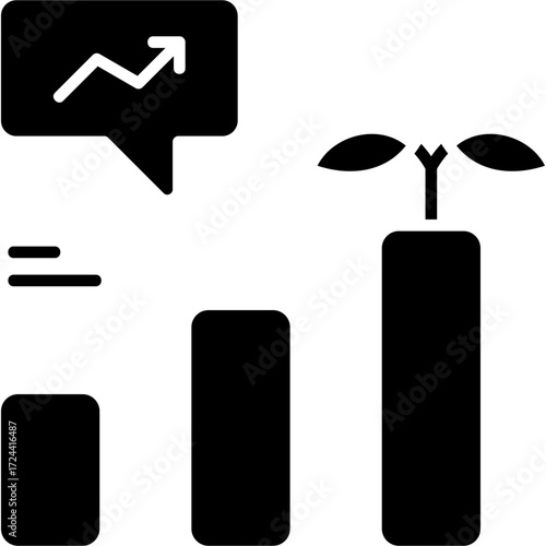 Solid Glyph Growth Icon