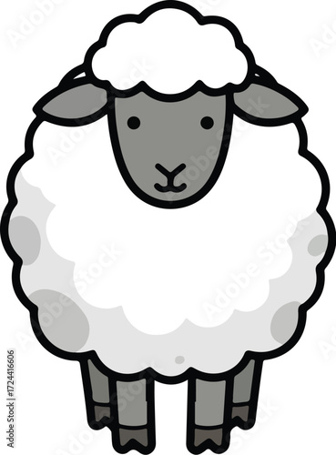 Cute Cartoon Sheep Illustration.
