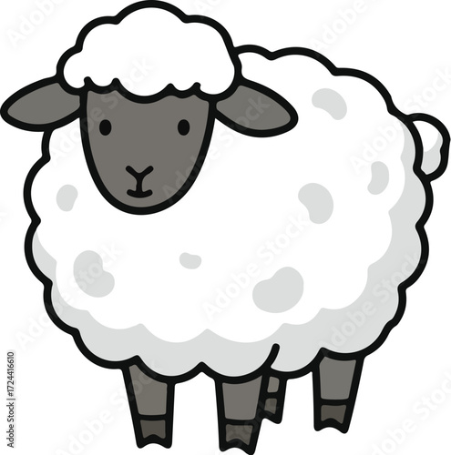 Cute Cartoon Sheep Illustration 1.