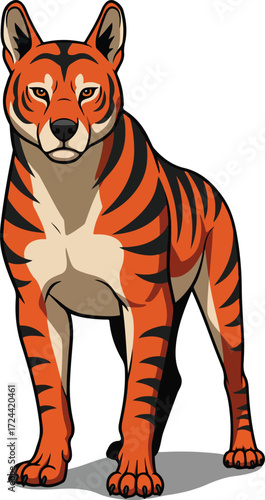 Fictional Animal Illustration of a Striped Canid.