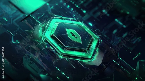 Abstract teal hexagon technology graphic