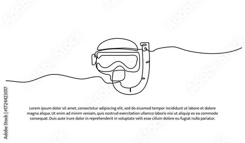 One line of diver glasses. Abstract minimal continuous line.